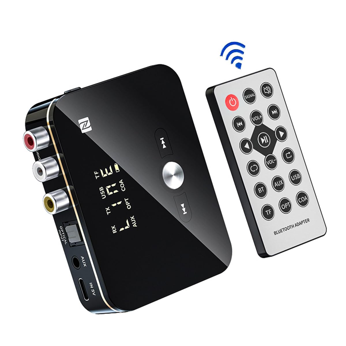 Adattatore Bluetooth 2 in 1 Trasmettitore Bluetooth 5.0 + Ricevitore Bluetooth Portatile e Ricaricabile Sei Interfacce AUX RCA Digitale Ottico/Coassiale USB/TF Supporto NFC con Telecomando