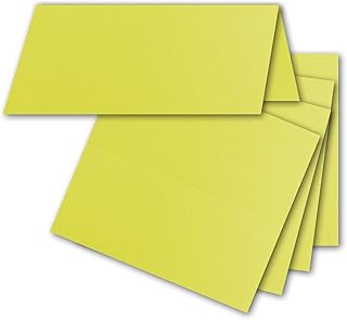 Tarjetas de mesa en color lima Amarillo de verde//Tamaño: 100 x 90 mm (plegadas 100 x 45 mm)//240 G/M²//muy pesado y estable//de calidad de la serie color froh de neuser., color Limette gelb-grün 100 Tischkarten
