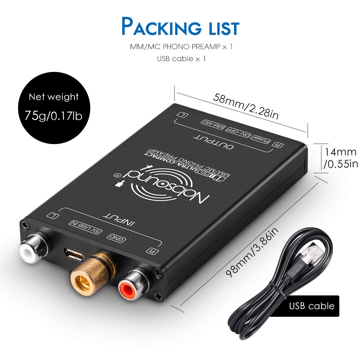 Nobsound T1 Pro MM MC Phono Plattenspieler Vorverstärker Stereo Mini Turntable Preamplifier Phonograph Vorverstärker