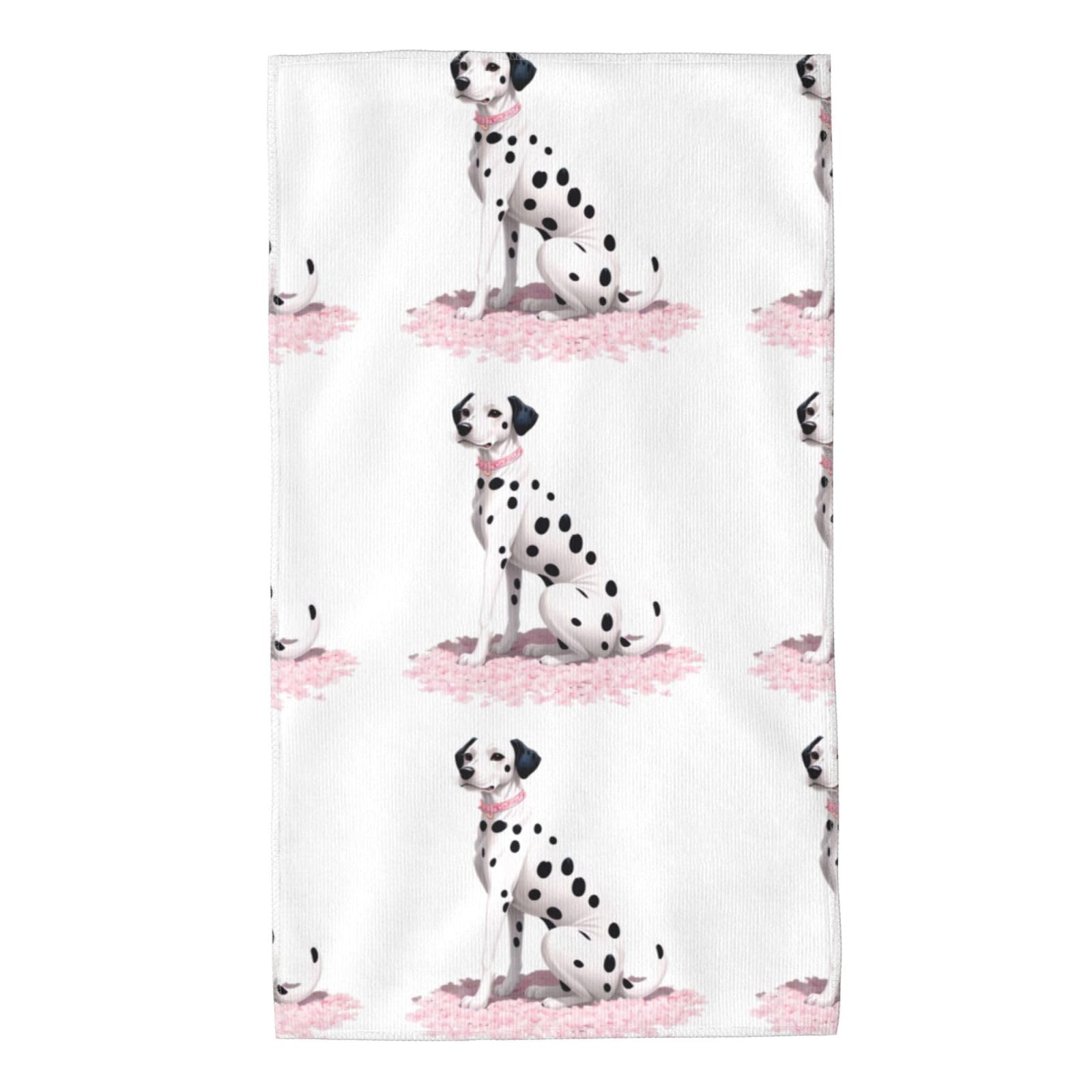 Yyhhaofa White Dalmatian In Cherry Blossom Petals Prints Towel Towels 27.5X16in Skin-Friendly Absorbent Fluffy And Soft For Bathroom, Beach, Outdoors