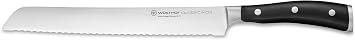 Wusthof Brotmesser Lang, Classic Ikon 1040331023, 23 cm Klinge mit Wellenschliff, geschmiedet, Edelstahl rostfrei, sehr scharfes Sagemesser, Wood