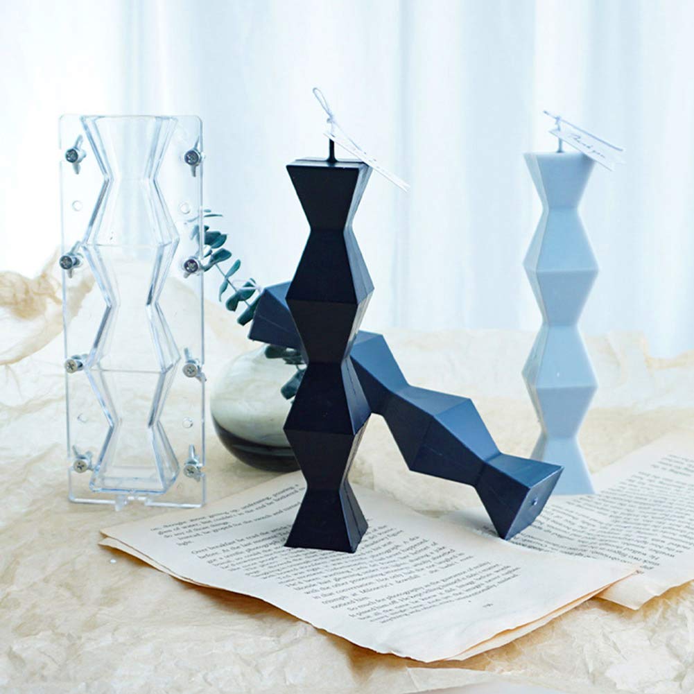 Befirstore Candle Moulds 3D Candle Making Mold, DIY Craft Aroma Candle Maker Geometric Pillar Plastic Mould (Without Candle)