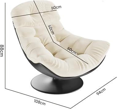 Swivel Lounge Chair with Ottoman, Upholstered Arm Chair Ideal for Napping, Reading, Relaxation, Suitable for Bedroom, Living Room, Balcony C