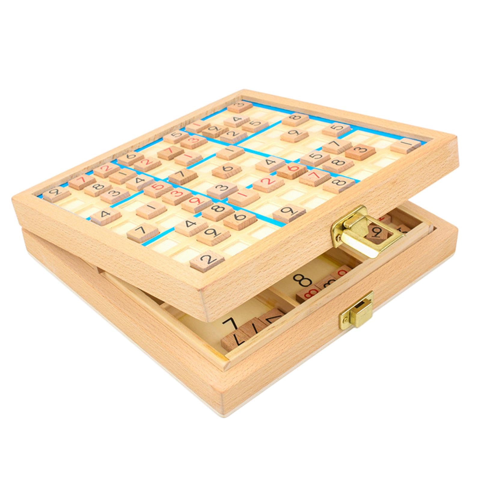 Sudoku Spiel Aus Holz, Sudoku Spielbrett Aus Holz, Leicht bis Schwer, Geburtstagsgeschenk, Lernspielzeug für Kinder Und Erwachsene, Blau