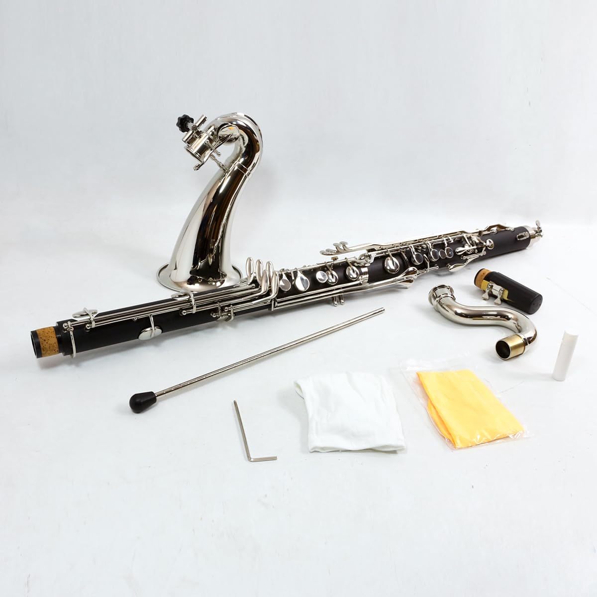 YoungMonic New Advanced Bass Clarinet Professional Grade Low E Bb Flat Synthetic Wood Clarinet Pro Level Easy Blow (Low E)