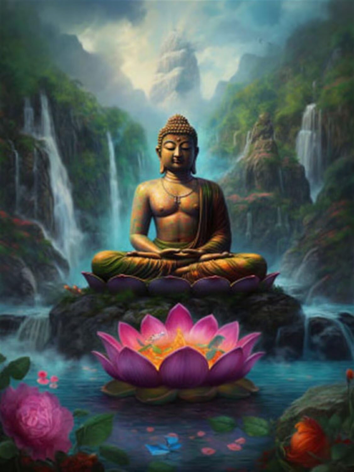 Malarstwo diamentowe dla dorosłych Budda 75 x 100 cm 2025 DIY diamentowe malowanie pełny zestaw jesienny, 5D DIY Rysunki z koralikami do przyklejania, haft krzyżykowy kryształ górski, prezent Q-933T