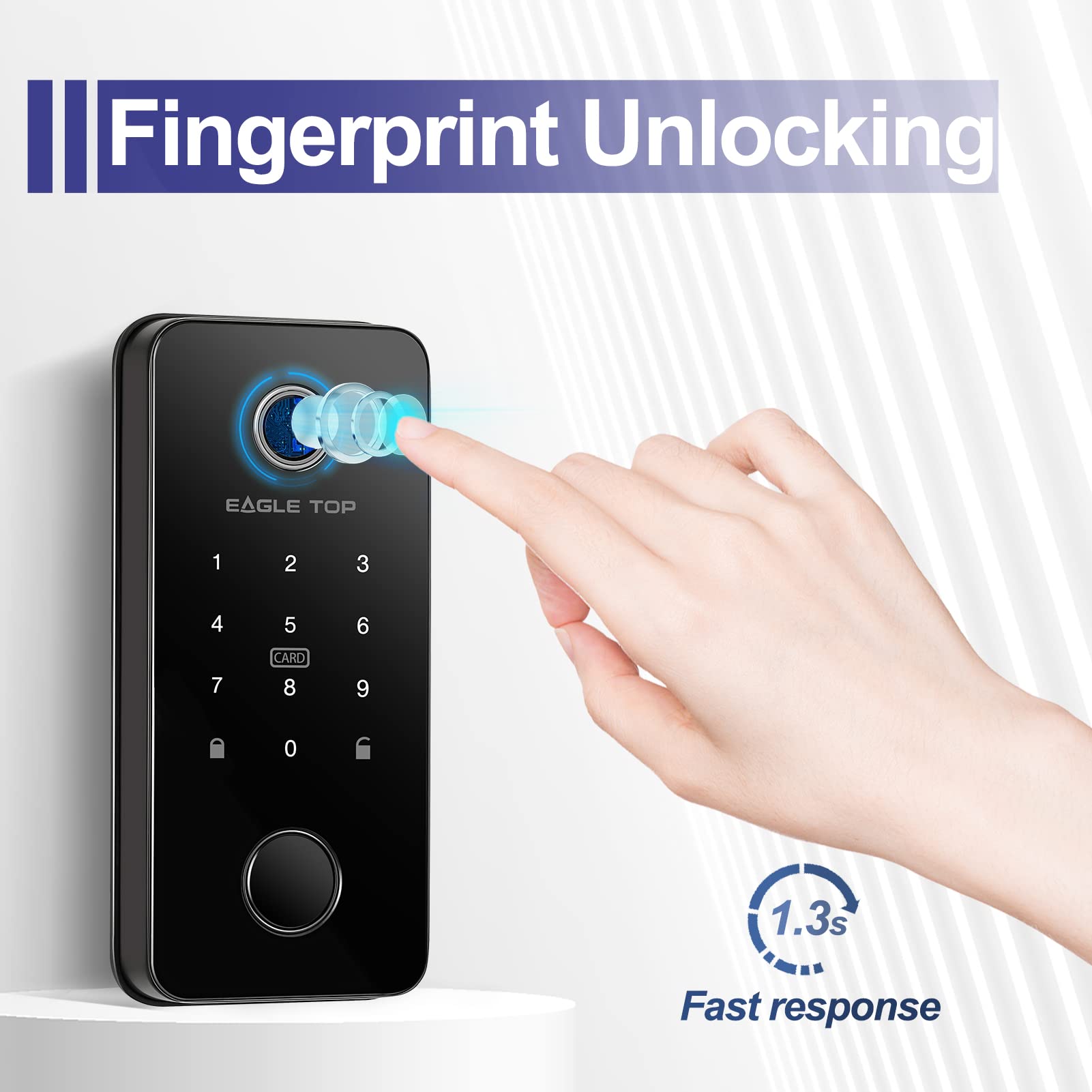 Smart Lock, eagletop Door Locks with Keypads, Keyless Entry Door Lock|Fingerprint Door Lock, APP Control, Auto Lock & Anti Peep Code, Bluetooth Smart Door Locks for Homes/Office/Apartment, Black