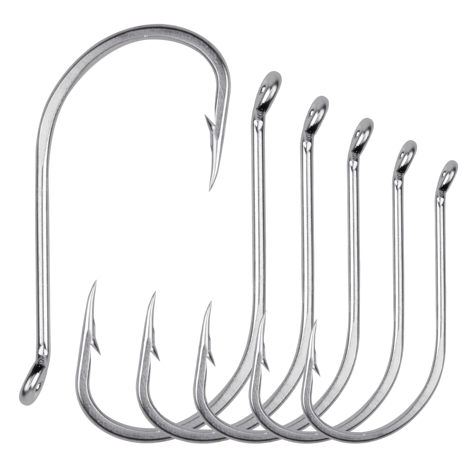 Octopus Beak Fishing Hooks, Saltwater Circle Fishing Hooks Stainless Steel Forged Offset Hooks Long Shanks Suicide Bait Fishing Hooks for Saltwater Freshwater (5/0-50pcs)