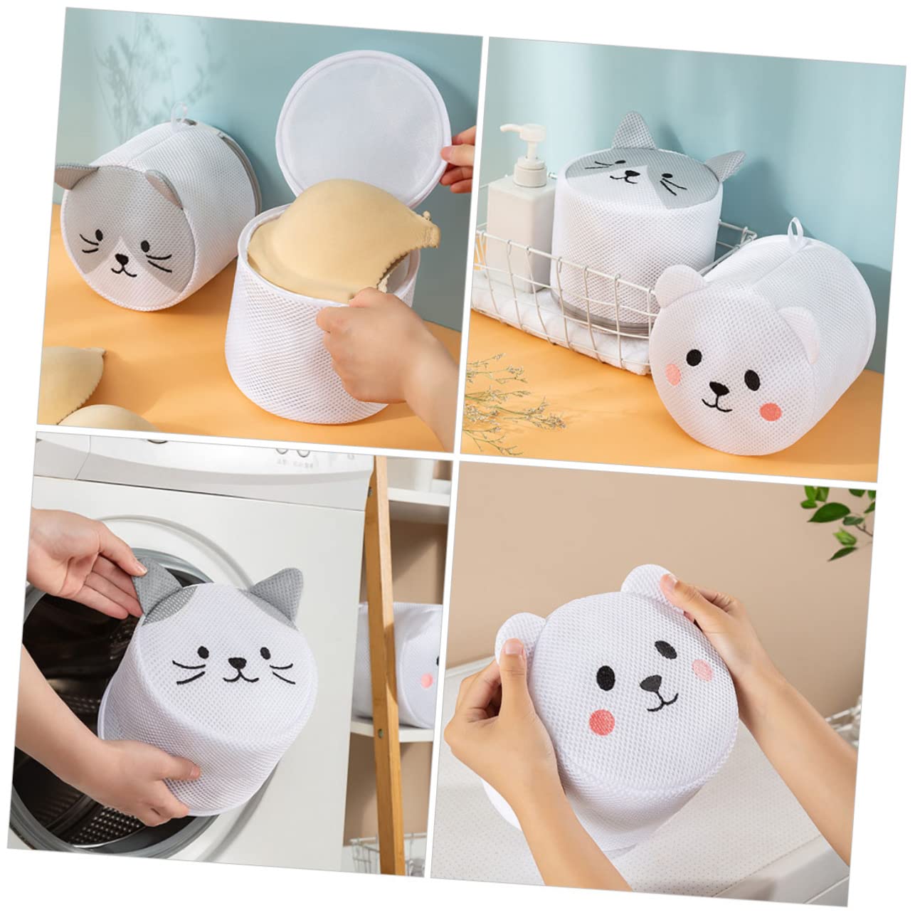 Zerodeko 3 Set Sacco Per Biancheria Dei Cartoni Animati 2 Sacchetto Di Lavaggio Con Coulisse Borse Per Il Lavaggio Del Reggiseno Sacchetti Lavatrice Biancheria Sacchetto Lavatrice 2 Pezzi*3