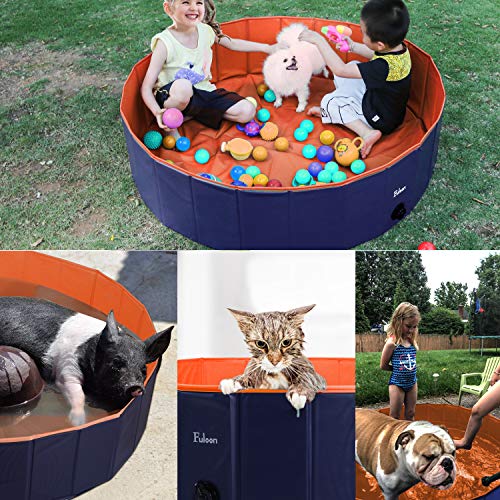 Fuloon PVC Pet Swimming Pool Portable Foldable Pool Dogs Cats Bathing Tub Bathtub Wash Tub Water Pond Pool & Kiddie Pools for Kids in The Garden, (100 x 28cm(39.4inch.D x 11inch.H), Orange)