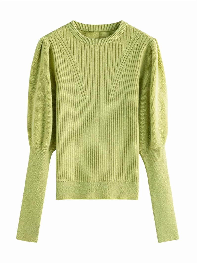 Maglione da donna in lana con scollo rotondo lavorato a maglia autunno e inverno tinta unita maniche lunghe maglioni pullover