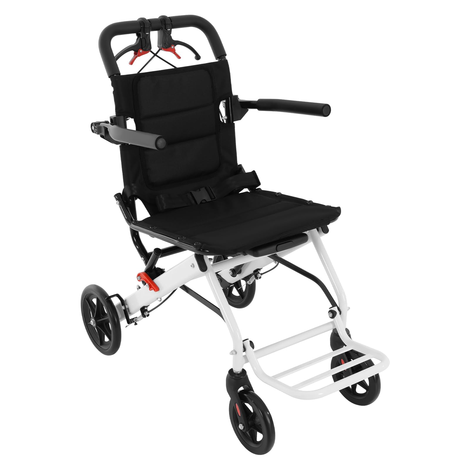 YGNVMCXJG Lightweight Reclining Travel Wheelchair for Adults & Seniors, Foldable All-Terrain Transport Chair with Rotatable Armrests, Portable Travel Wheelchair with Storage Bag, Supports 220lbs