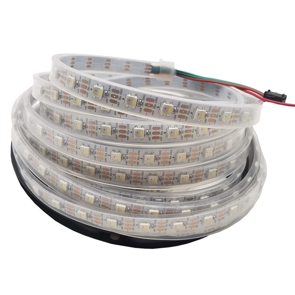 RGBW RGB+Warm White SK6812 (Similar WS2812B) 16.4ft 5m 60LEDs/Pixels/m Individually Addressable Flexible 4 Colors in 1 LED Dream Color LED Strip DC5V (White PCB Ip67 Rgbw, 5M 60LED/M)