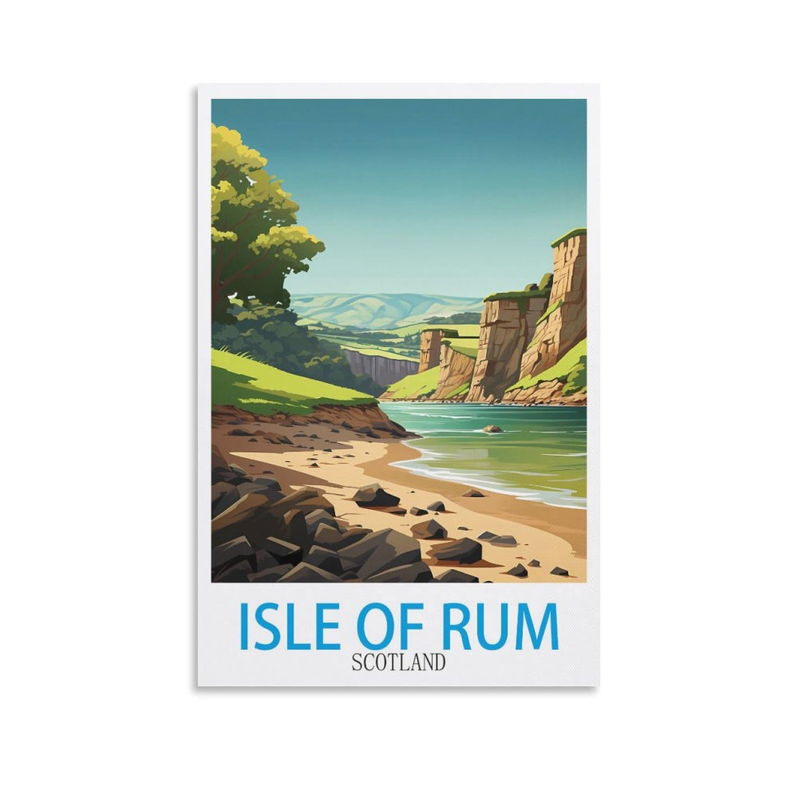 Zbbggoz Unframe-Style Isle Of Rum Scotland Vintage Travel Poster 08X12inch(20X30cm) Canvas Wall Posters And Art Picture Print Modern Family Bedroom Decor
