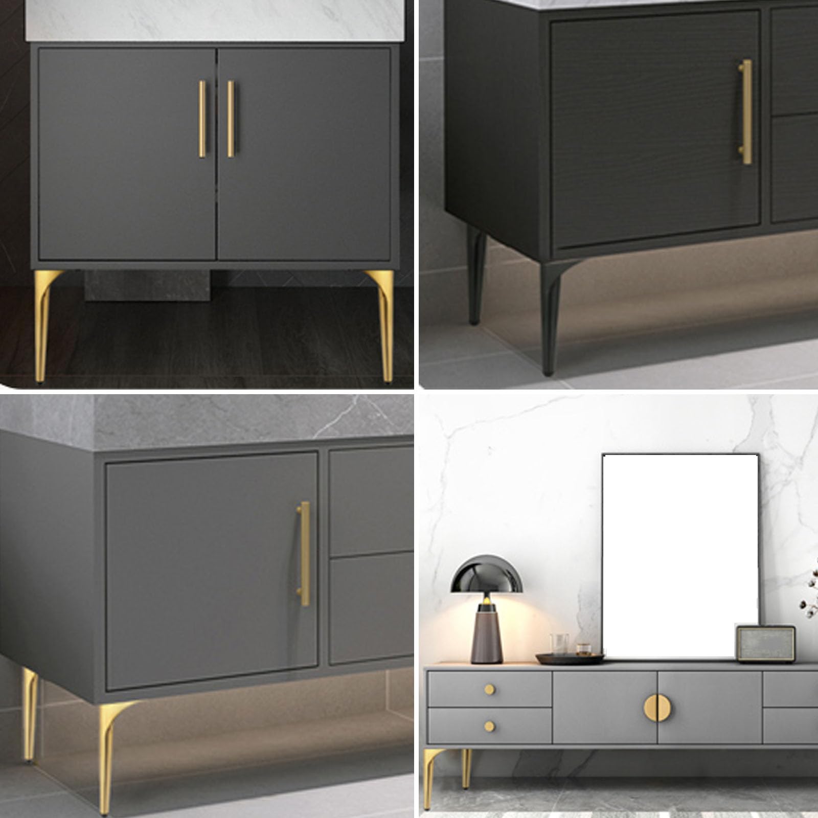 4 patas ajustables de acero inoxidable para muebles, patas de soporte de metal para sofá, mesa de café, armario, mesita de noche, muebles de baño, 30 cm, color negro cepillado