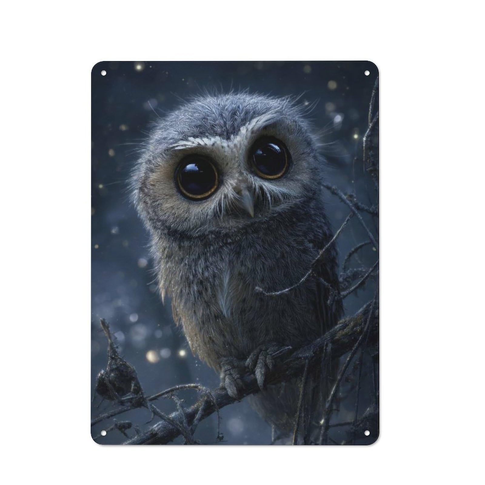 Junmoney Cute Owl Perched On Branch Vintage Retro Metal Sign 40X30cm Featuring Garage Wall Decor For Garage, Workshop, Shed Or Utility Room
