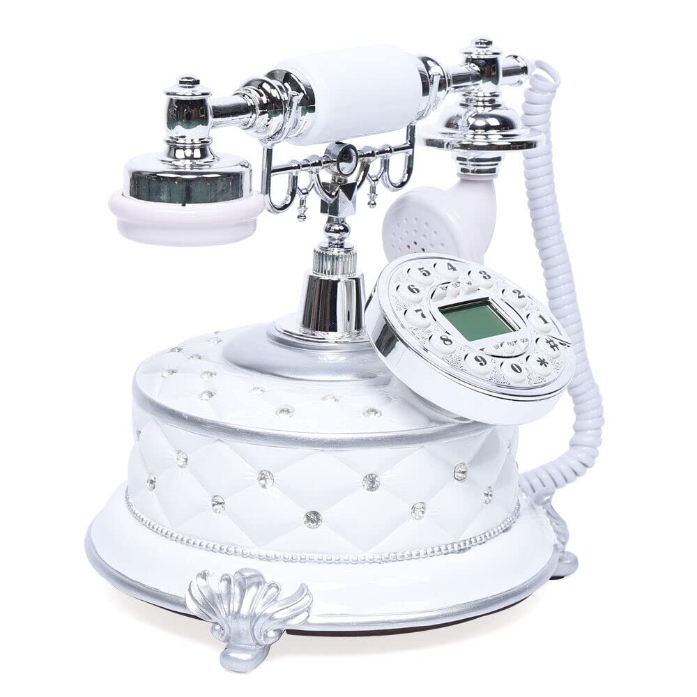 Telefon przewodowy YUNRUX Retro telefon stacjonarny biurko telefon domowy dekoracja stołu telefon biały