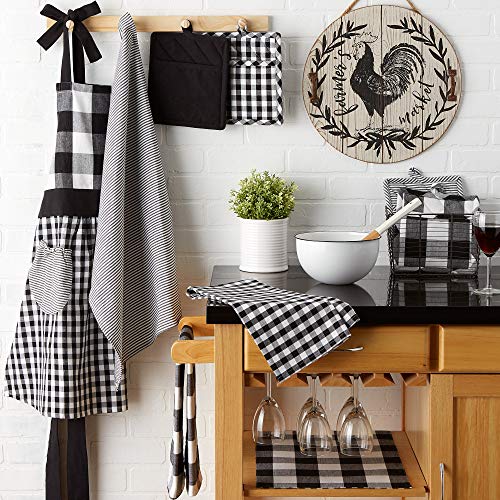 Dii Gingham Check Kitchen Collection, Black, Potholder Set #TOP7