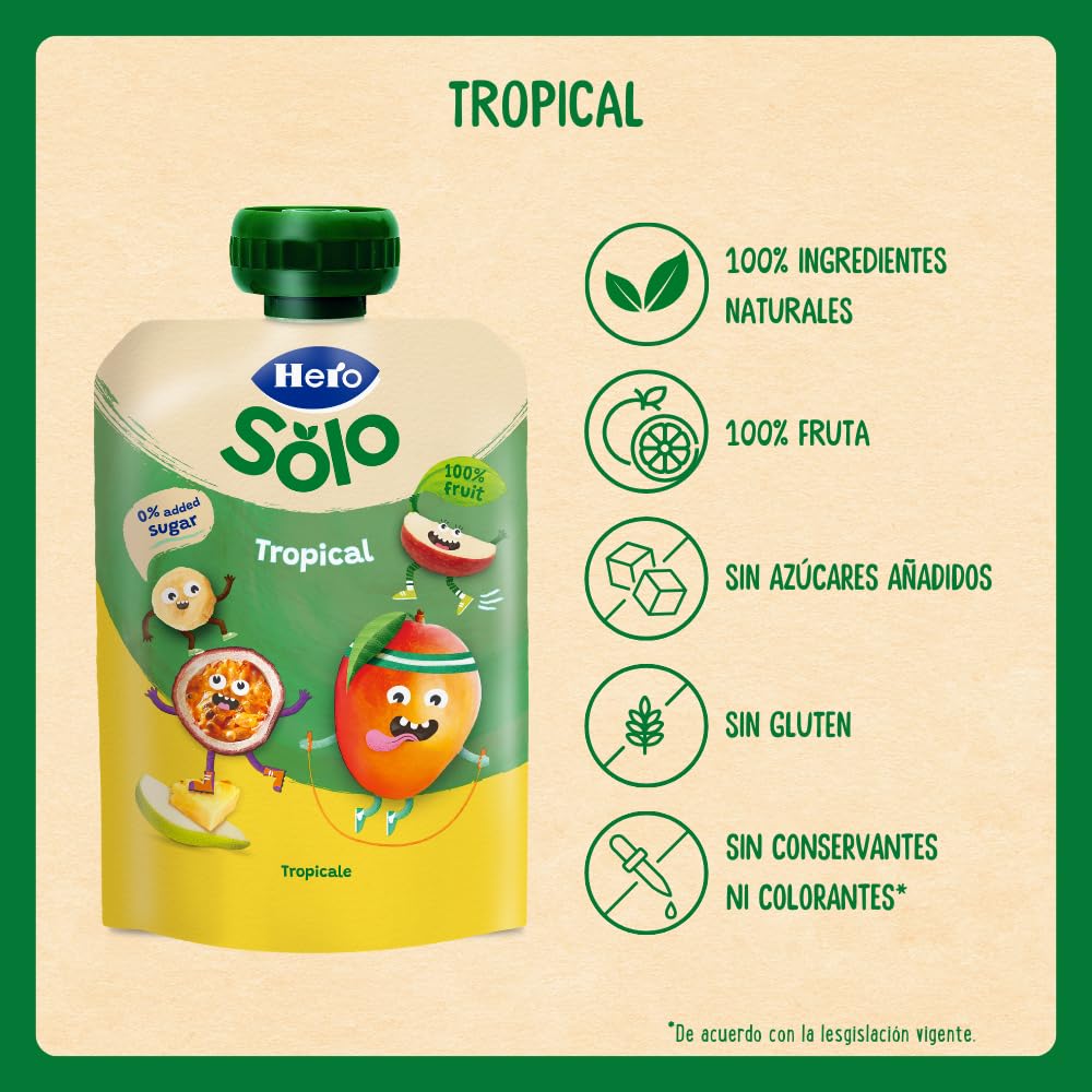 Hero Baby Mi Fruta Bolsitas de Fruta sabor Tropical 100 g