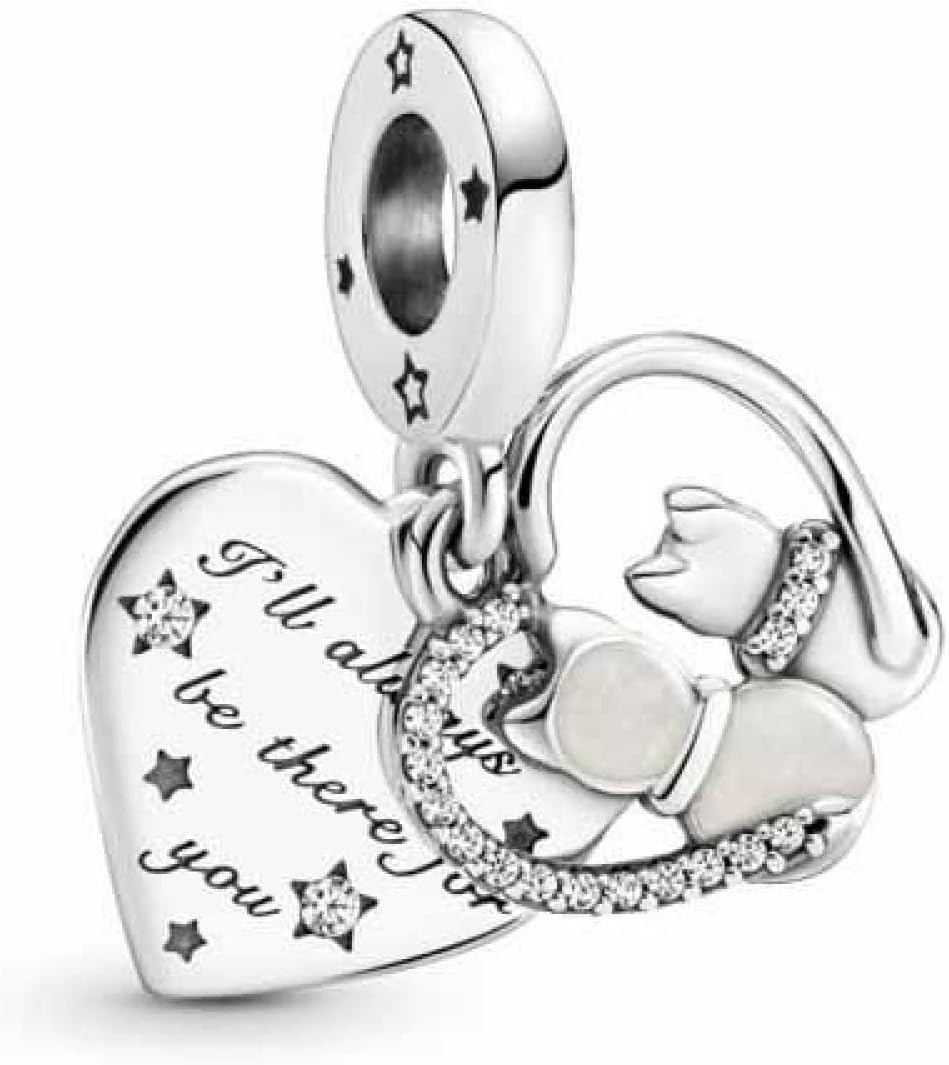 PANDORA Cats & Hearts Dangle Charm - Compatible Moments Bracelets - Jewelry for Women - Gift for Women - Made with Sterling Silver, Cubic Zirconia & Enamel