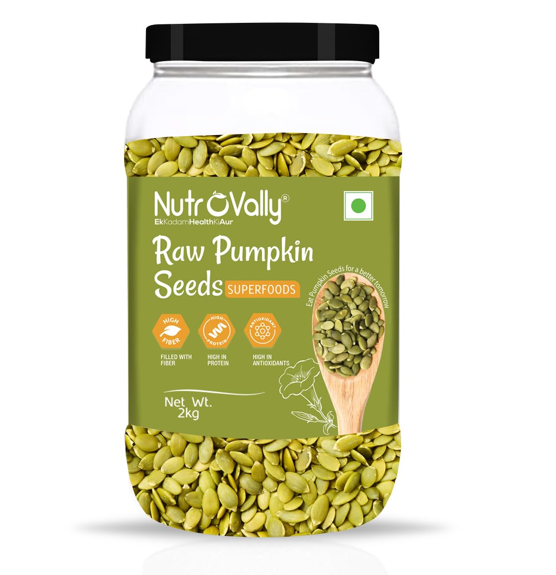 NutroVally - Pumpkin Seeds for Eating Filled with Protein, Fiber and Zinc | Crunchy & Healthy Diet Snacks (2kg Jar) (B0CZRZB7Y8) Amazon Price History, Amazon Price Tracker