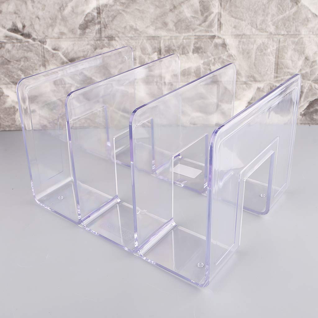 Acryl-Buchenden, transparente mehrschichtige Buchstütze, rutschfeste, robuste Buchstopper Buchteiler Buchhalter für Regale