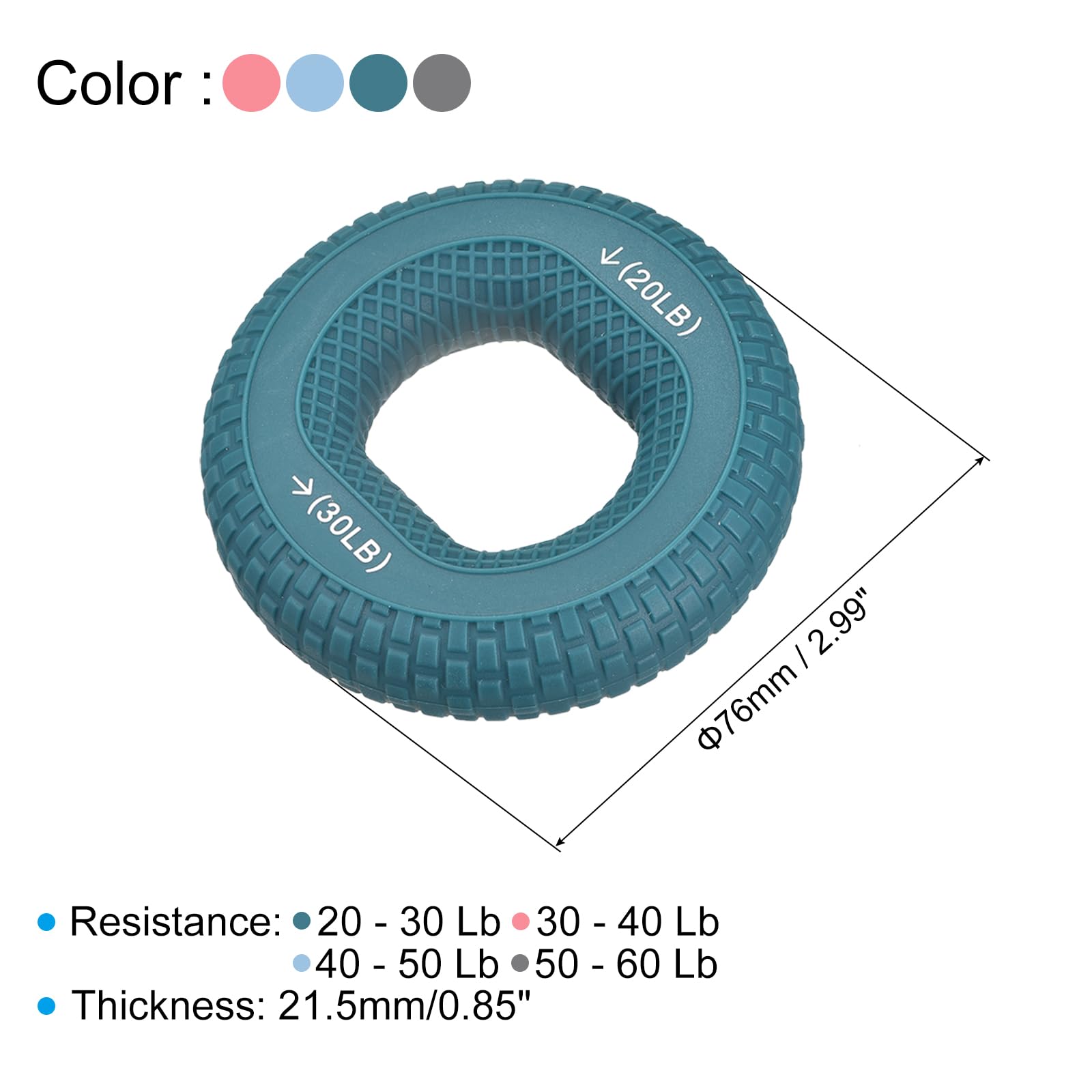 uxcell Hand Grip Strengtheners, 20-30/30-40/40-50/50-60Lb Silicone Grip Strength Training for Rock Climbing, 1Set
