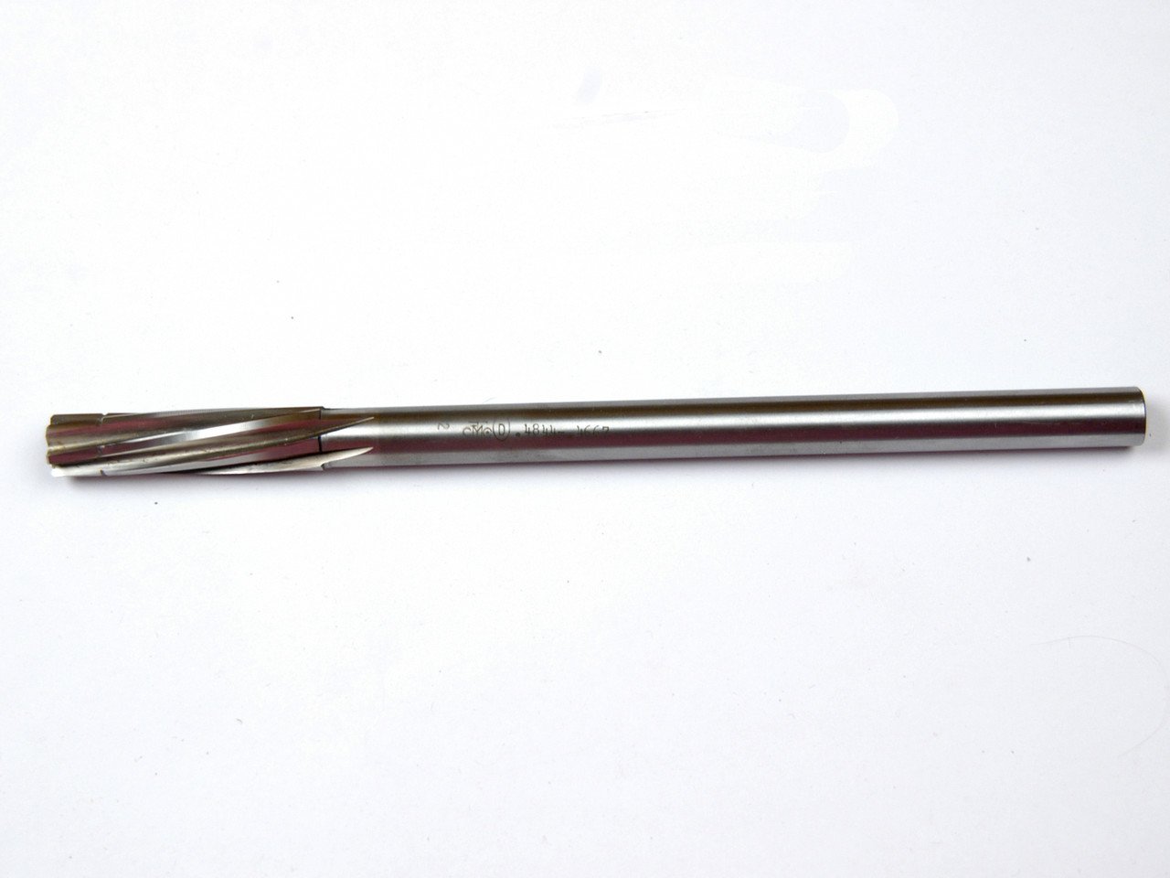 .4844 PILOTED CHUCKING REAMER USED, 8 INCH OAL, 2 INCH FLUTE LG, PILOT