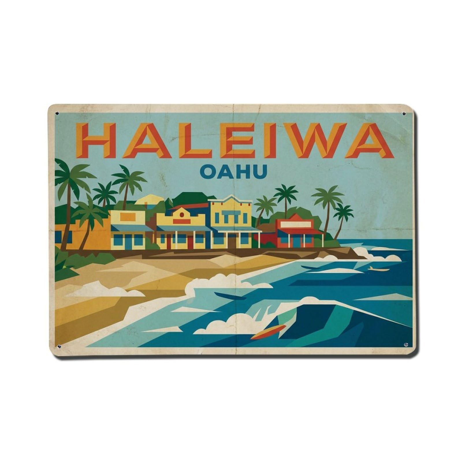 Cxhjca 8X12inch(20X30cm) Travel Vintage Usa Haleiwa Metal Tin Sign