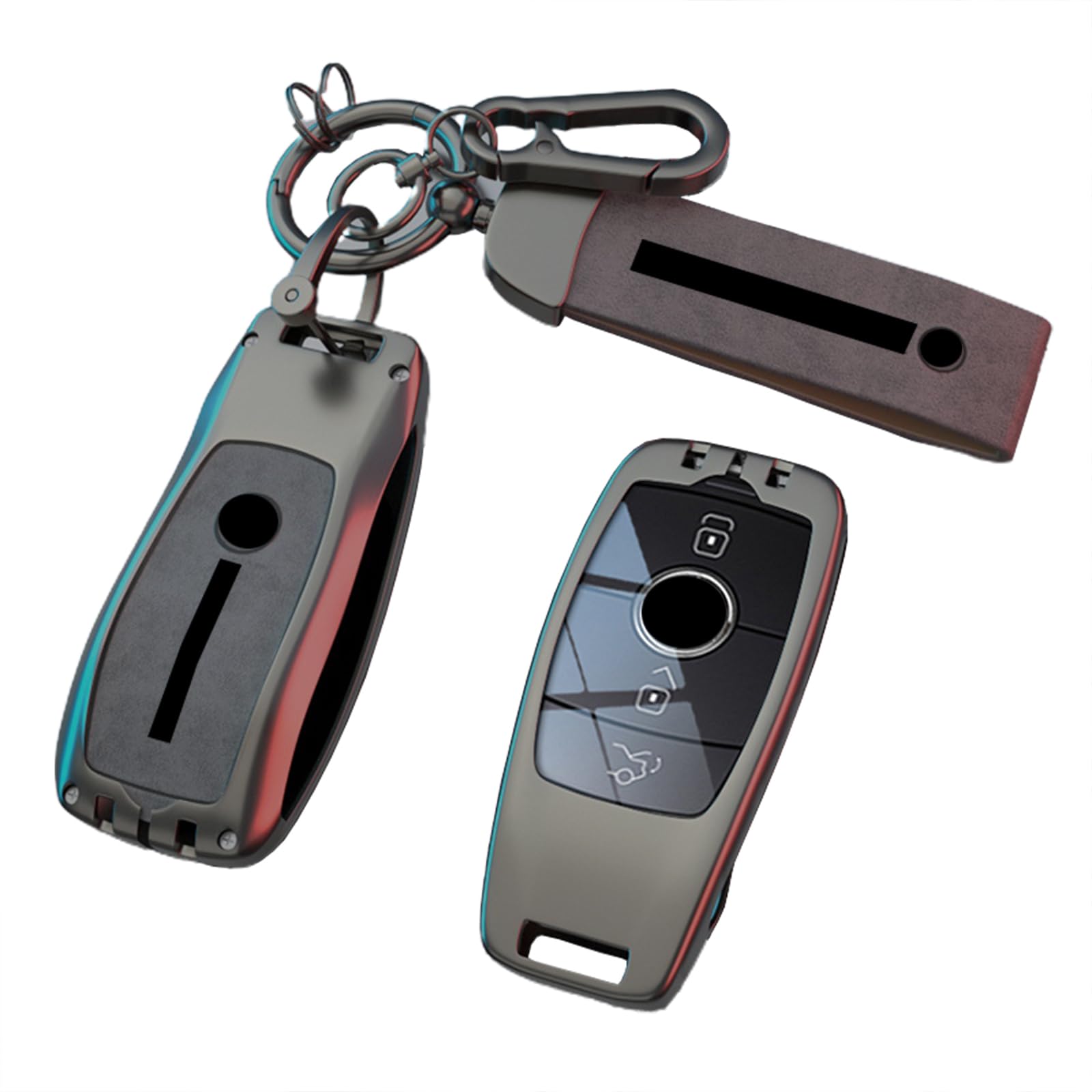 vol TTQK Key Case, Keychain, Metal zinc alloy Shell Cover Compatible with Mercedes-Benz E-class E300L/E200/GLC/C200/C260/A200 Car Key Cover, Gunmetal grey Smart B model