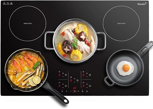 Miniatura 9 de Ranein Placa de inducción de 30 pulgadas, estufa eléctrica integrada de 5 quemadores, 9 ajustes de potencia, máximo 9200 W, placa de inducción con