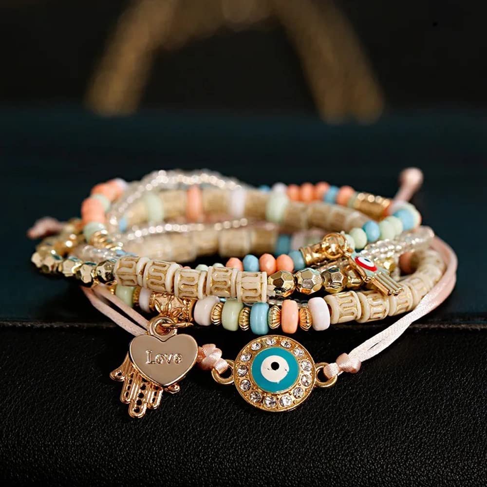 Stylish Evil Eye Multi Bangle Bracelet for Women