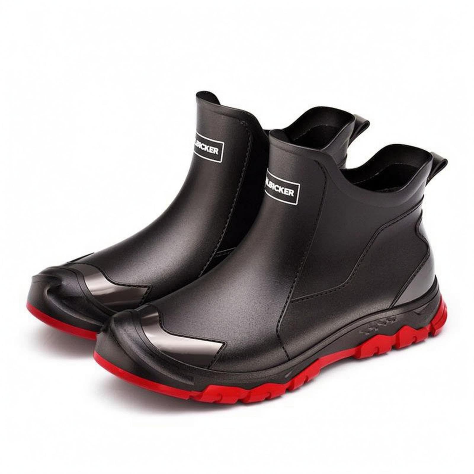Ankle Rain Boots Red Trim Pull-on Rain Boots Low-Cut 36 Black Red|Clothing Shoes & Accessories| Womens Shoes| Boots-image-20