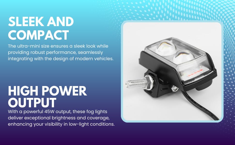 Image of LED 45W Fog Light Metal Body ? Dual Lens Spot Beam Projector Lamp for Motorcycles, Scooters, Bikes, and Cars (12-24V, Pack of 1, Multicolour)