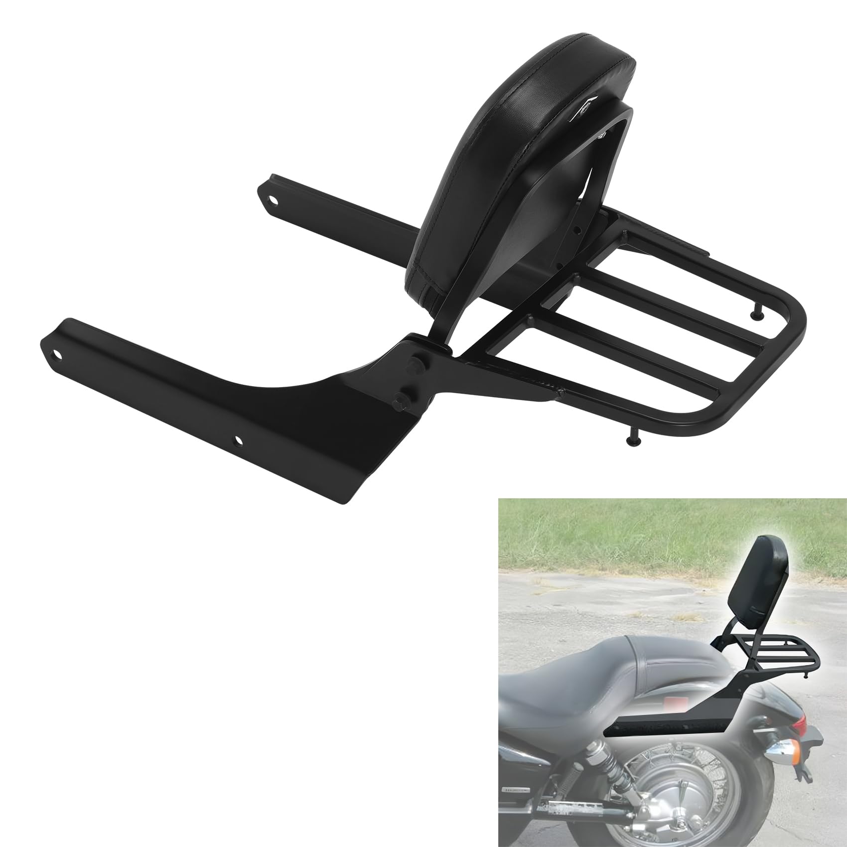 Sissybar Dossier amovible avec porte-bagages pour Honda Shadow Phantom 750 VT750C2B Spirit 750 VT750C2 38 cm