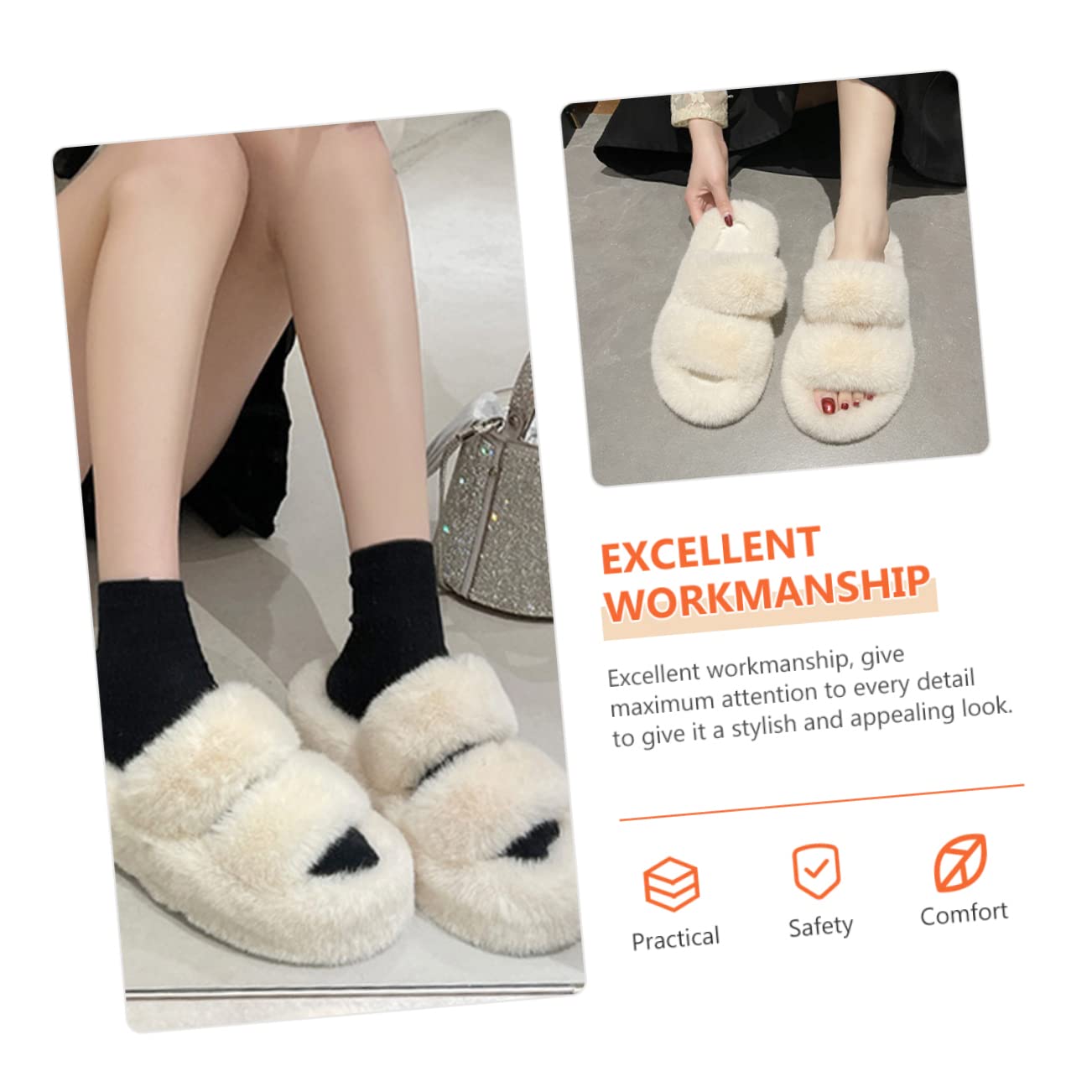 Pantofole Di Pelliccia Pantofole Da Bottino Da Donna Pantofole Da Morbide Pantofole Da Donna Diapositive Fuzzy Per Le Donne Gomma Da Cancellare Bianca