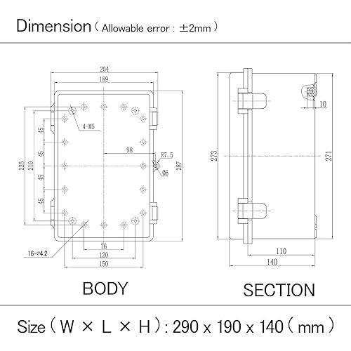 Vista 116 de Caja de conexiones IP65 impermeable de plástico ABS con bisagras, cubierta transparente de policarbonato, caja de proyectos eléctricos con placa