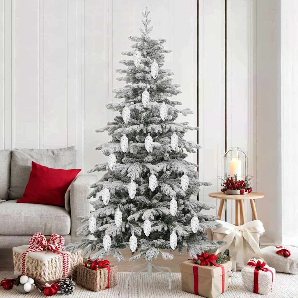 Mangloder Weihnachts-Tannenzapfen Kugel, 40 Stück Silber Kunststoff 4 x 9 cm, Christbaumschmuck Baumbehang Ornament Zapfen für Innen, geschützten Außenbereich, Advent und Winterdeko