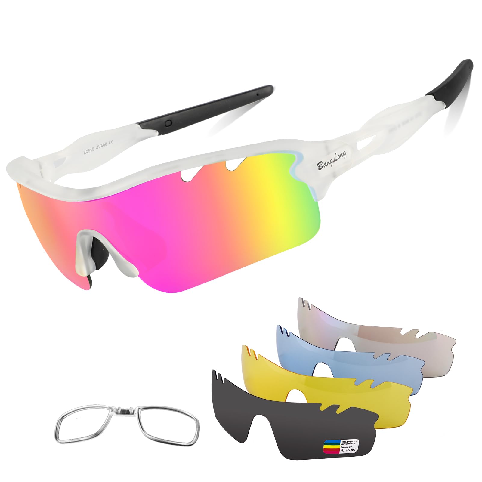 BangLong Polarized UV400 Sports Sunglasses with 5 Lenses for Men Women