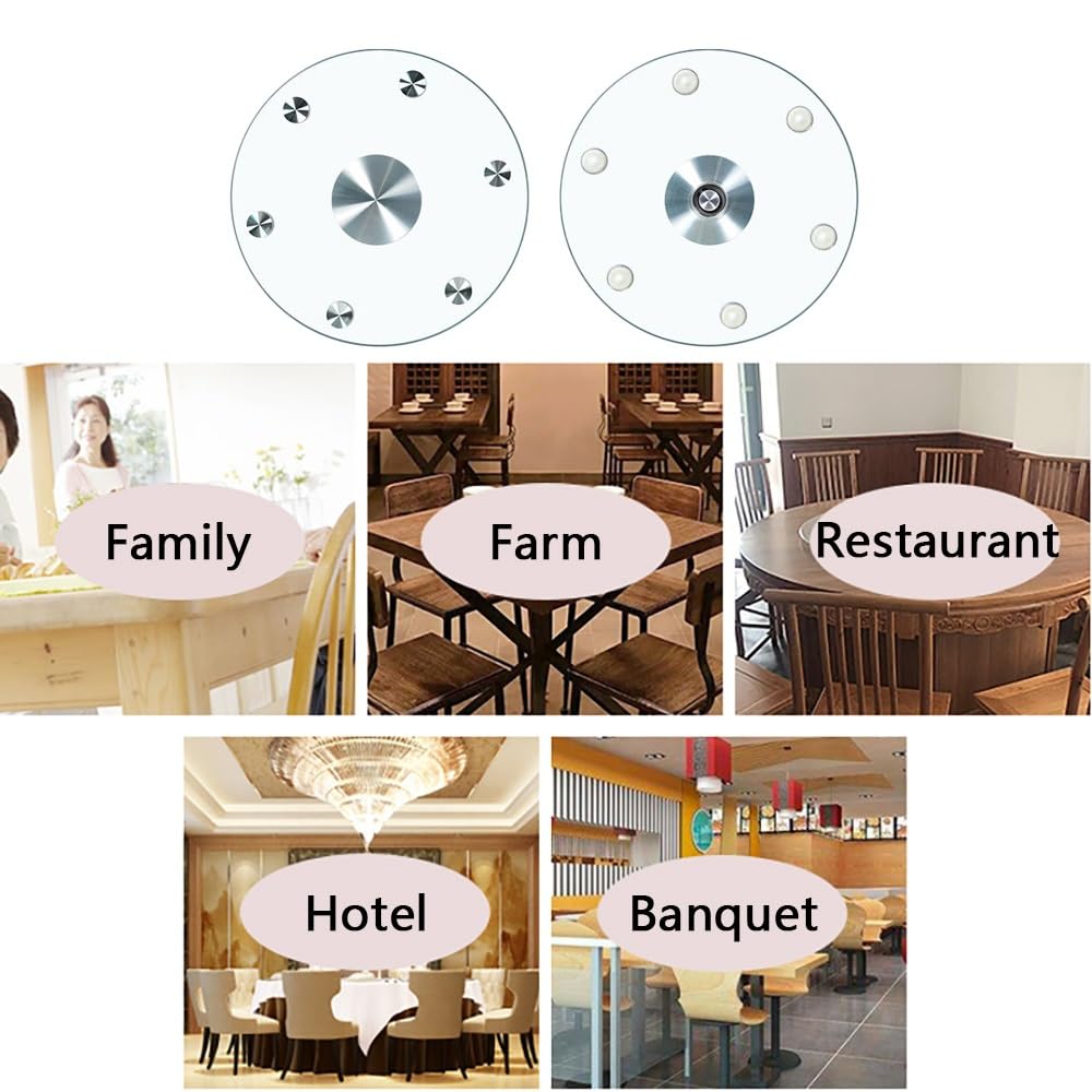 Plateau Tournant Rond en Verre De 76 Cm À 71 Cm, Plateau De Service Pivotant Transparent avec roulettes, Plateau Central pour Table À Manger, Silencieux Et Lisse (70 Cm/27")