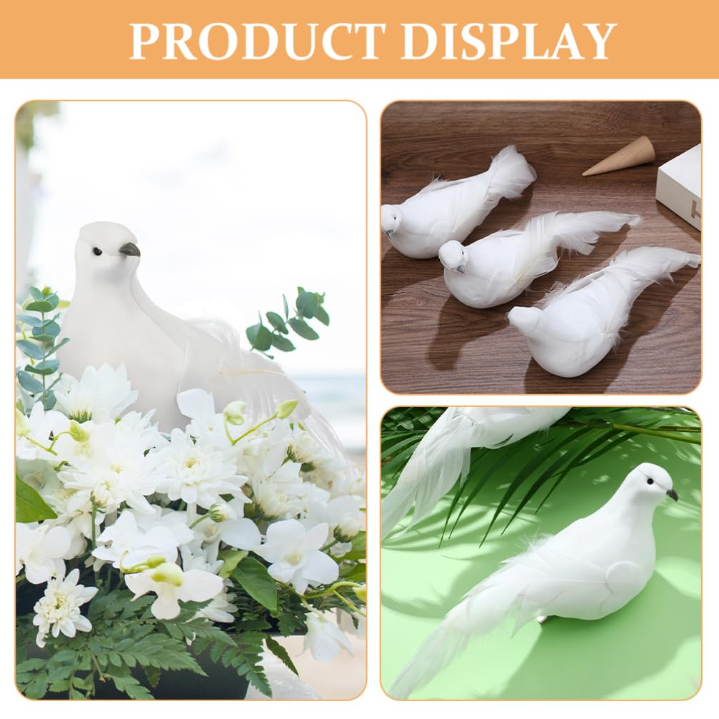 HLTER Lot de 12 colombes blanches avec clip pour sapin de Noël, oiseaux artificiels, loisirs créatifs, couronne de Noël, décoration de mariage