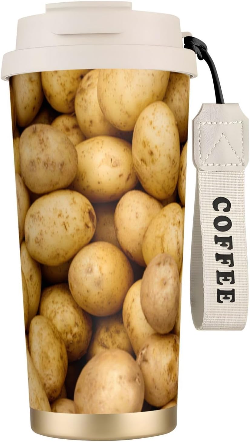Garden Potatoes Print Leakproof Insulated Coffee Mug,Stainless Steel Dual Drink Travel Tumbler,17 OZ