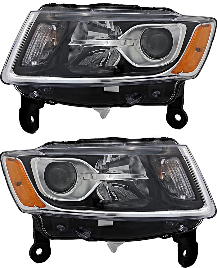 For Jeep Grand Cherokee Headlights Lamps Set 2014 2015 2016 Halogen Driver and Passenger Side