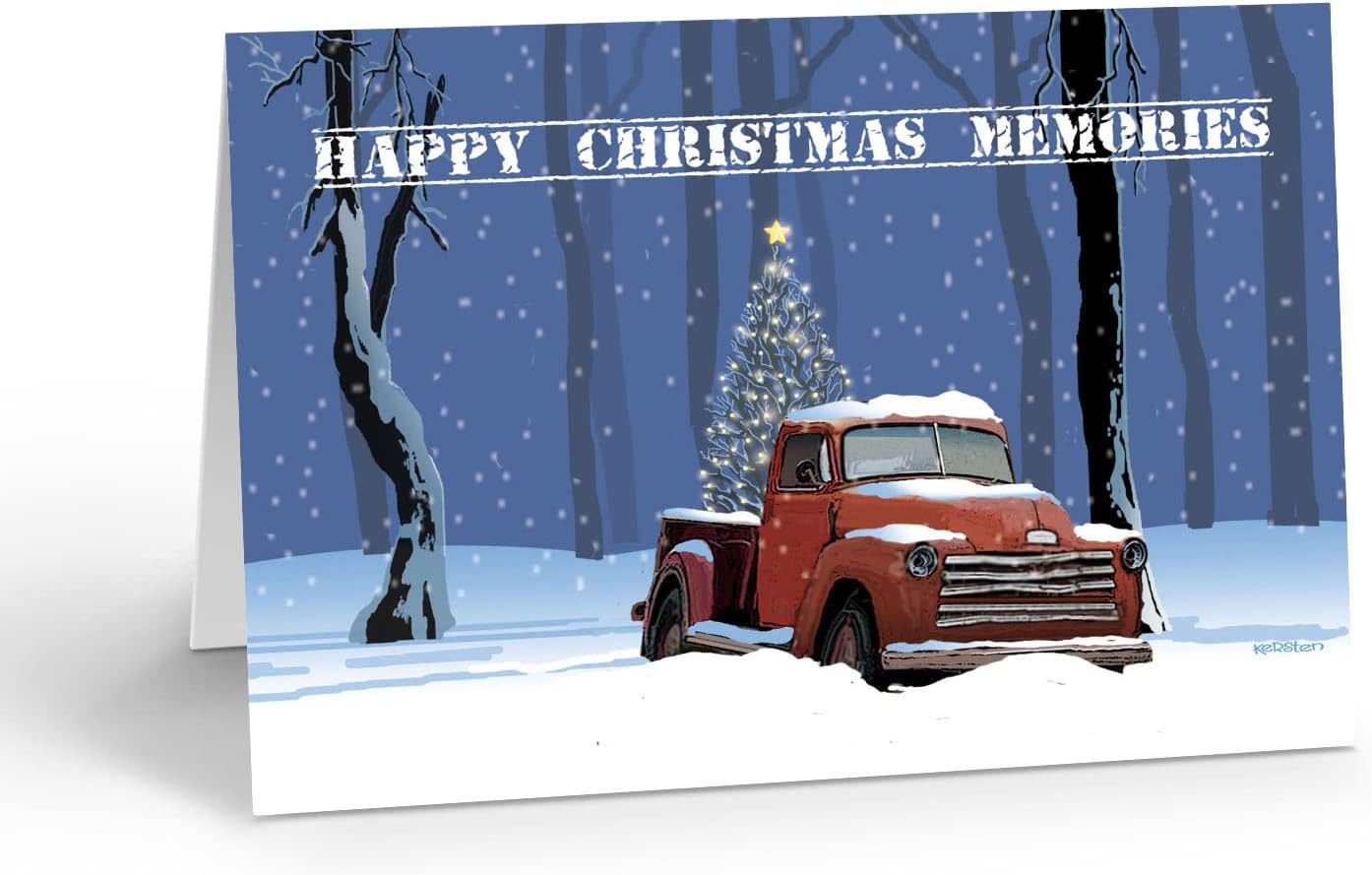 Stonehouse Collection | Personalized Classic Red Truck Holiday Card | 24 Custom Christmas Cards and Envelopes | USA Made (Personalized)
