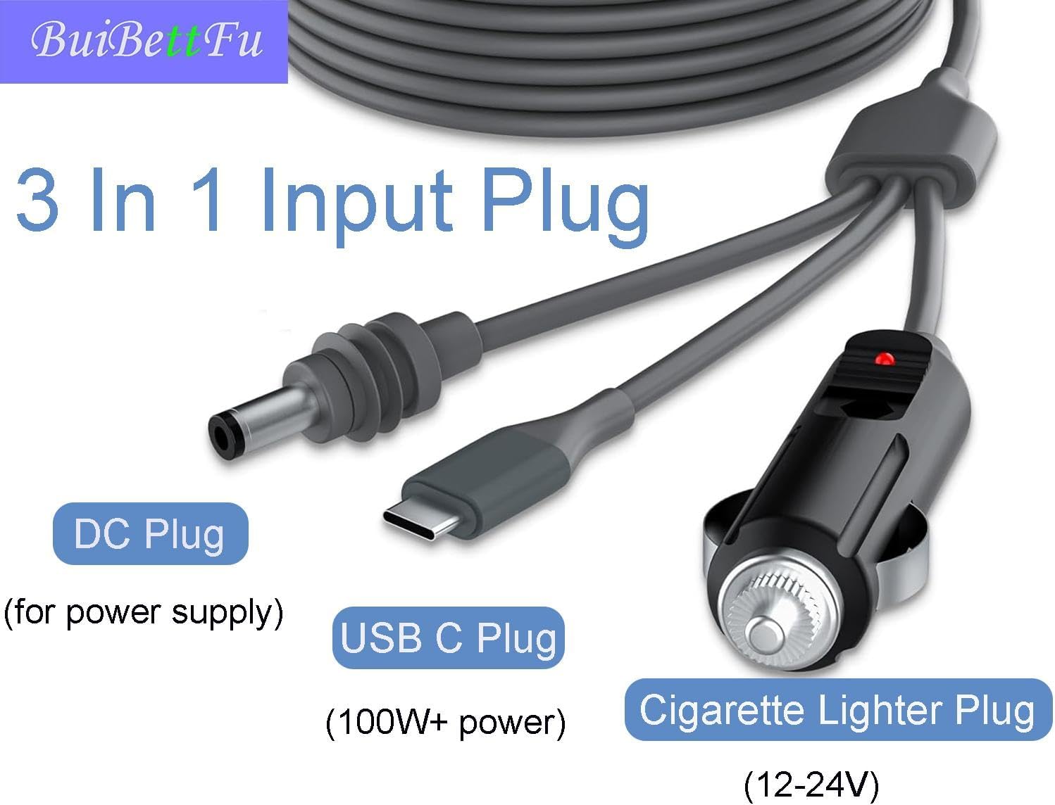 for Starlink Mini DC Power Cable Cigarette Lighter 10FT/ 3M, High-Speed Starlink Mini 12V-24V Car Replacement Cable Charger Supply Cord Adapter Plug Accessories (3 in 1)