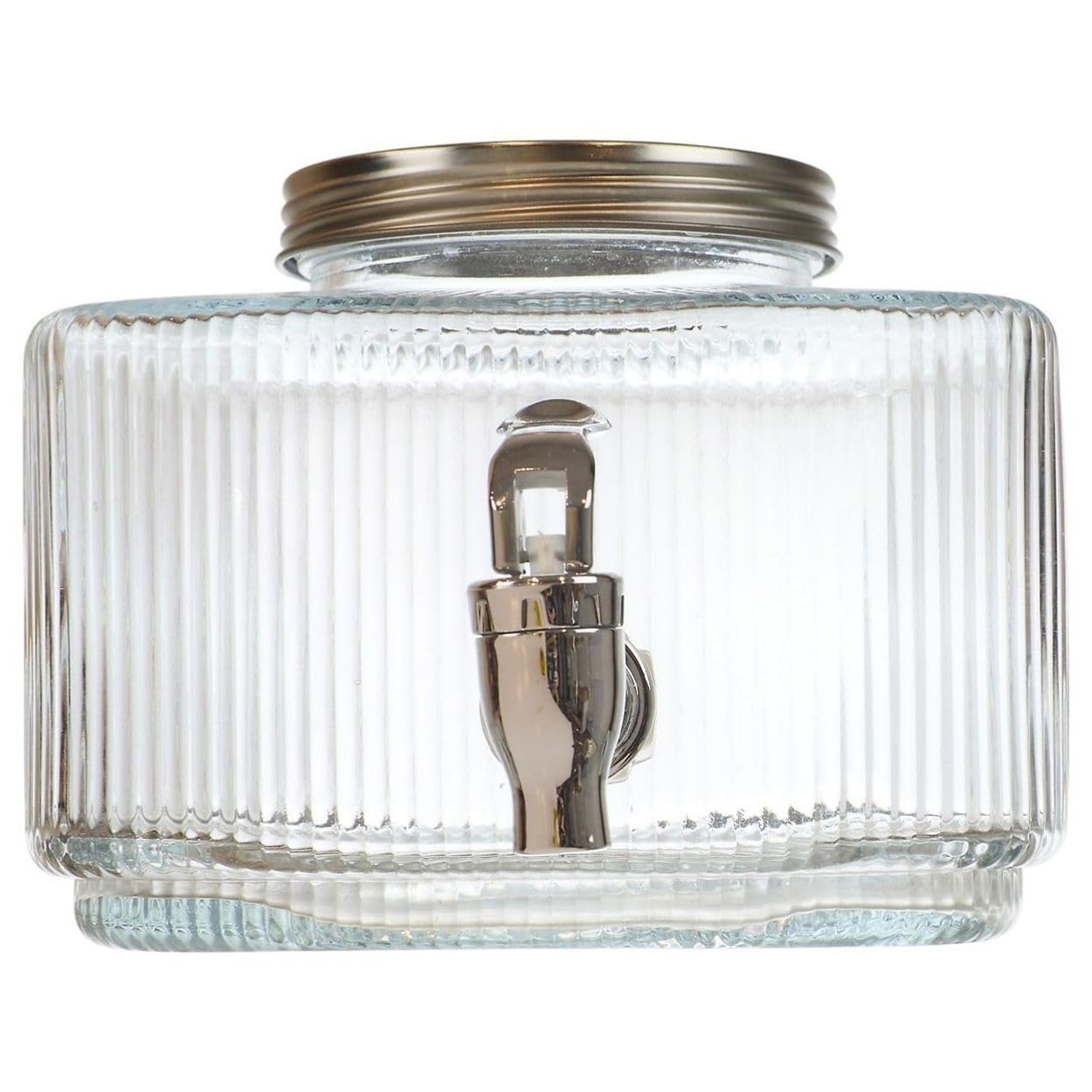 Dispensador de bebidas de cristal, dispensador de agua, 3 l, con grifo, dispensador de zumo, dispensador de limonada, recipiente para bebidas con tapa, cuadrado estriado