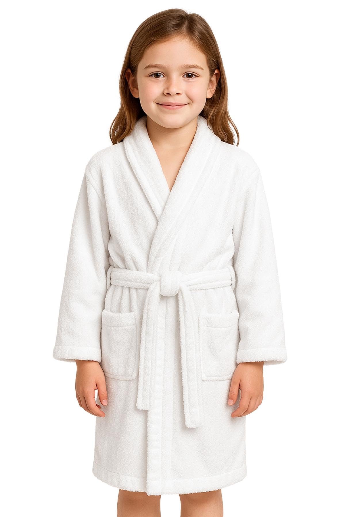 A2Z 4 Kids Filles Garçons Serviette Peignoir 100% Coton Éponge Col Châle Peignoir Robe de Chambre Plage Bain Natation pour Enfants Âge 5-13 Ans