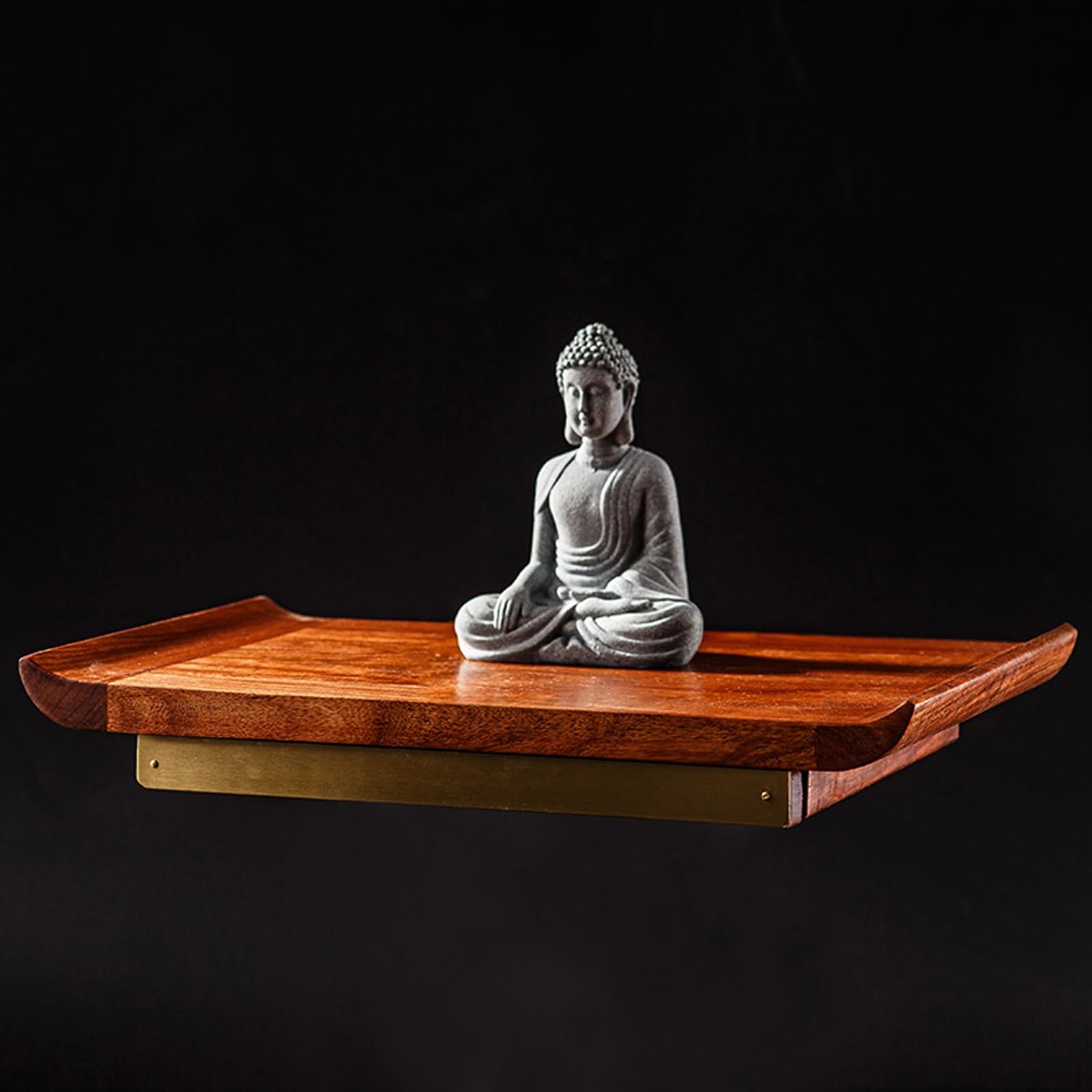 Autel Mural Bouddha Noyer Maison Bois Cabinet Feng Shui Guan Gong
