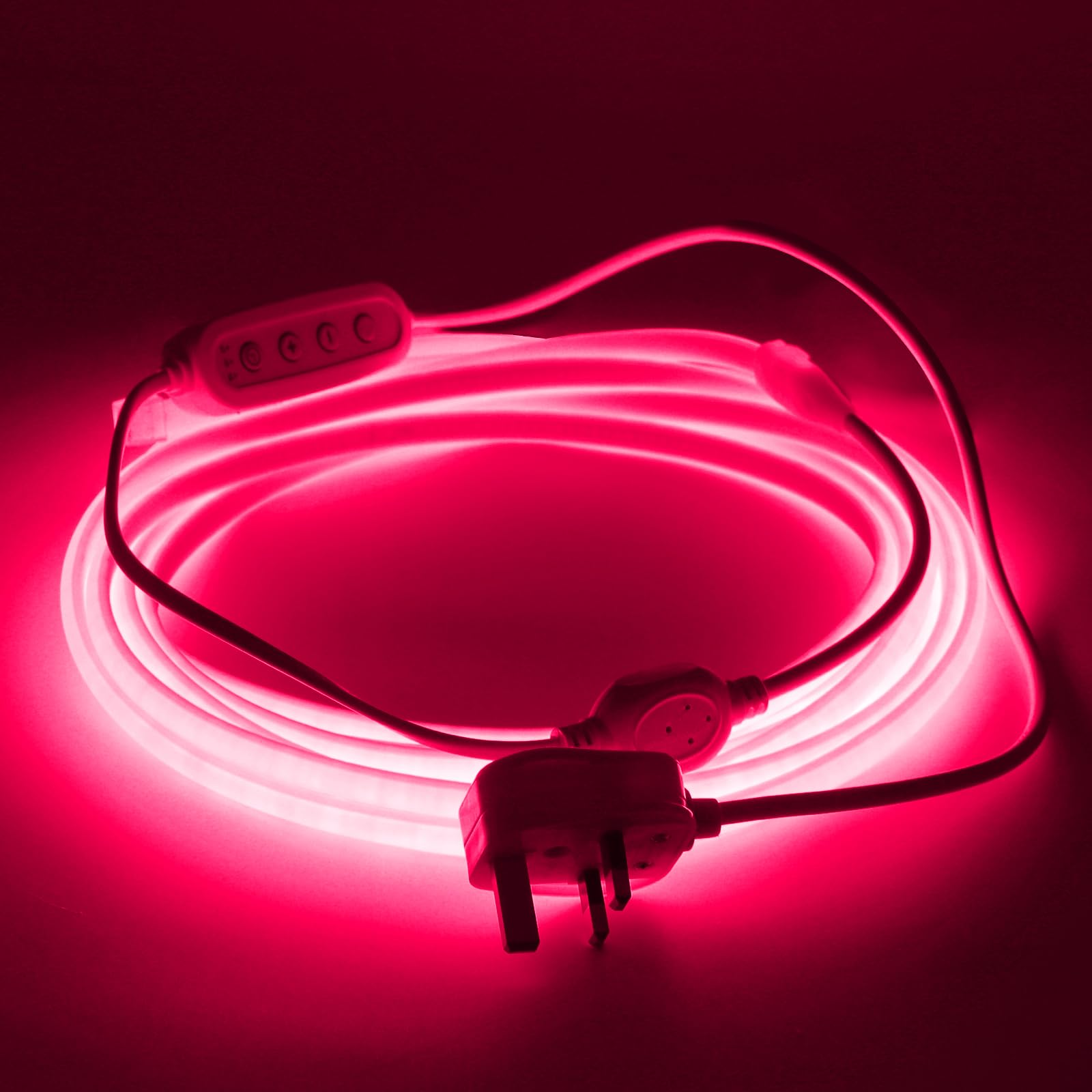 Wisada 220V Dimmable Timer COB LED Neon Strip [20M, Pink], IP65 Waterproof Flexible, 288 LEDs/M Cuttable FCOB LED Strip CRI90+, Home and Store Decoration