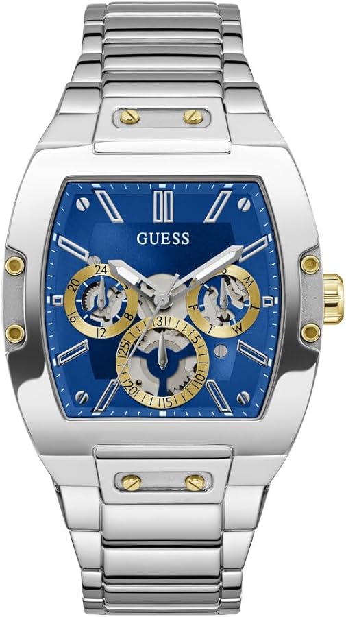 Amazon.com: Guess Men's 43mm Watch - Silver Tone Bracelet Blue